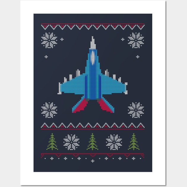 Navy Military Aircraft Ugly Sweater Christmas Wall Art by vladocar